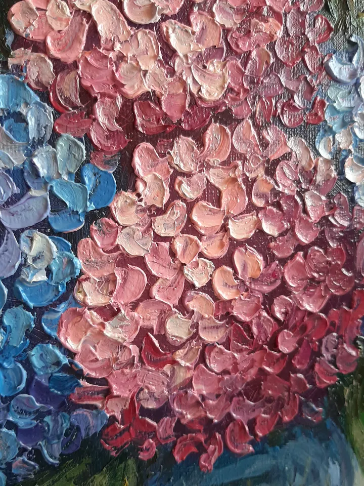 Hydrangea oil painting Flower original art Palette painting