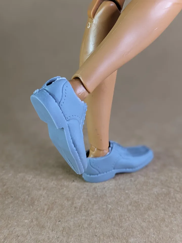 Classic tapered toe gray shoes for 1/6 scale male dolls
