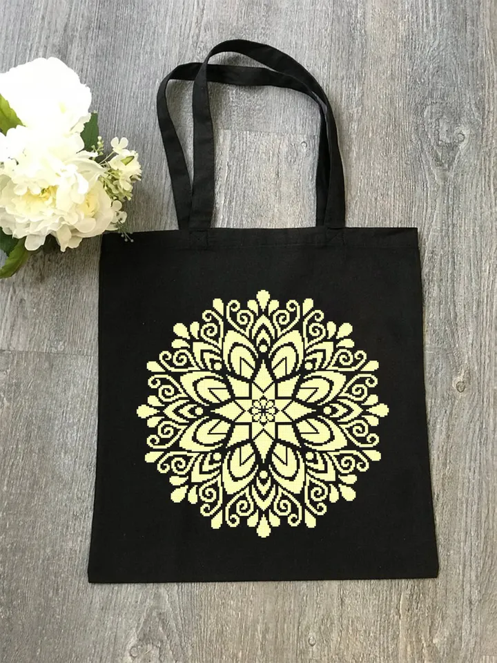 Mandala cross stitch pattern download PDF Simple mandala digital Monochrome cross stitch Modern mandala ornament cross stitch chart #M180