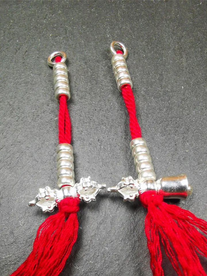 Gandhanra 5mm Silver Tibetan Buddhist Prayer Bead Counters for 6-15mm Mala,with Dorje Vajra Pendant