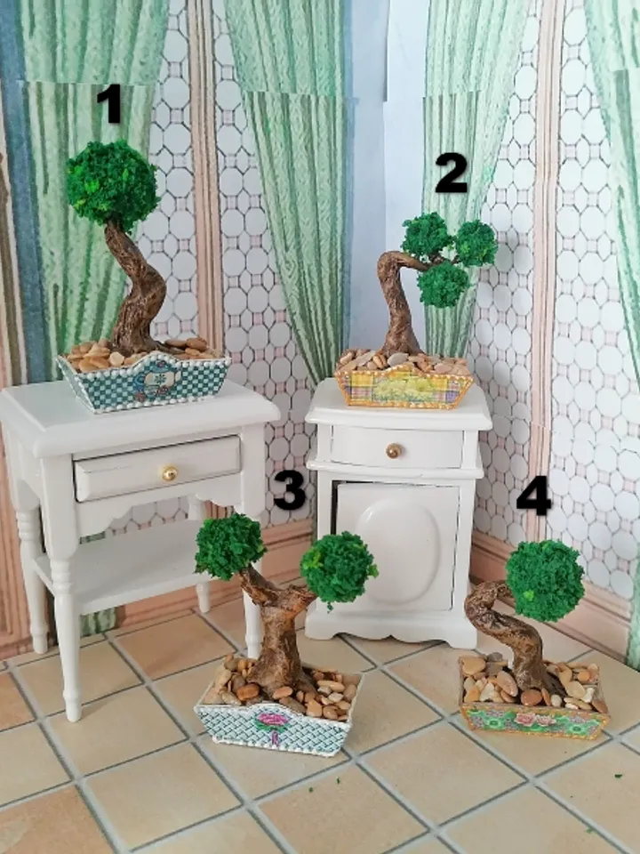 Bonsai. Plant for puppet miniature.Dollhouse miniature.1:12 scale.