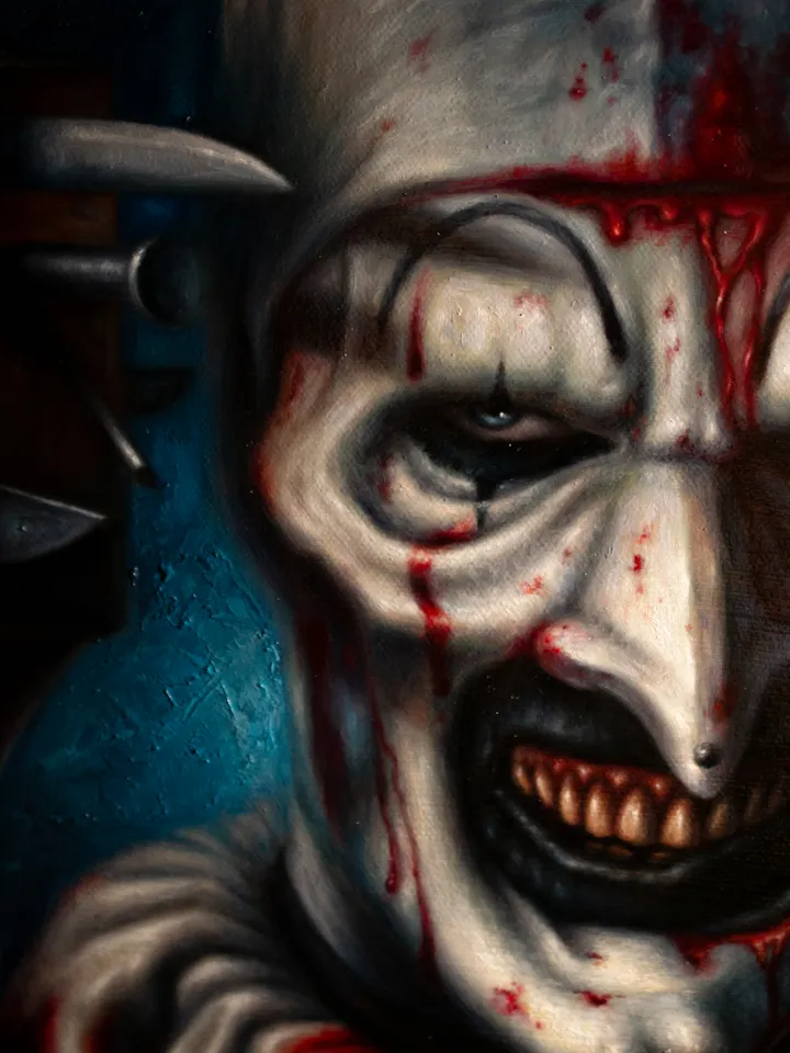 Original oil painting Terrifier Art the Clown