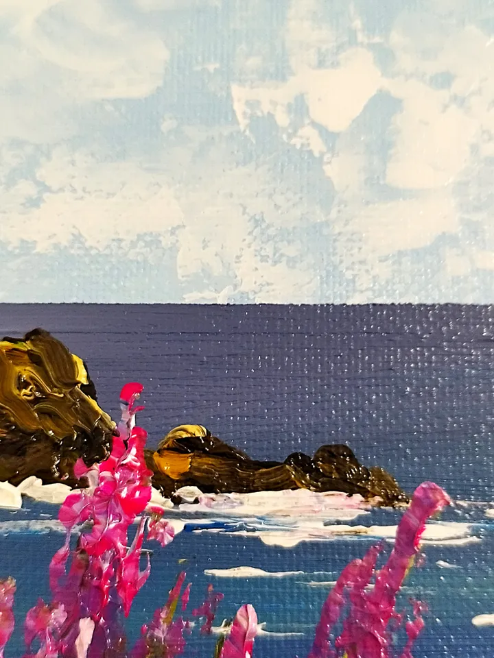 Landscape acrylic painting textured art ocean
