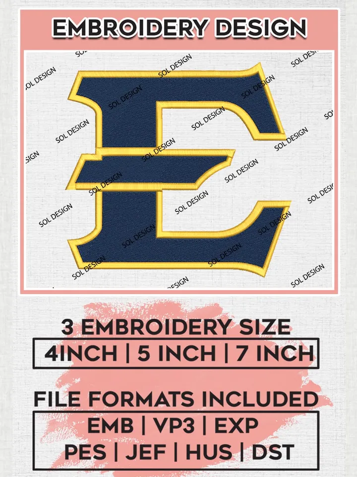 East Tennessee State Buccaneers Logo Machine Embroidery Design, NCAA East Tennessee State Buccaneers Embroidery Design Design files, NCAA Embroidery Designs, NCAA Machine Embroidery Designs, Digital Download