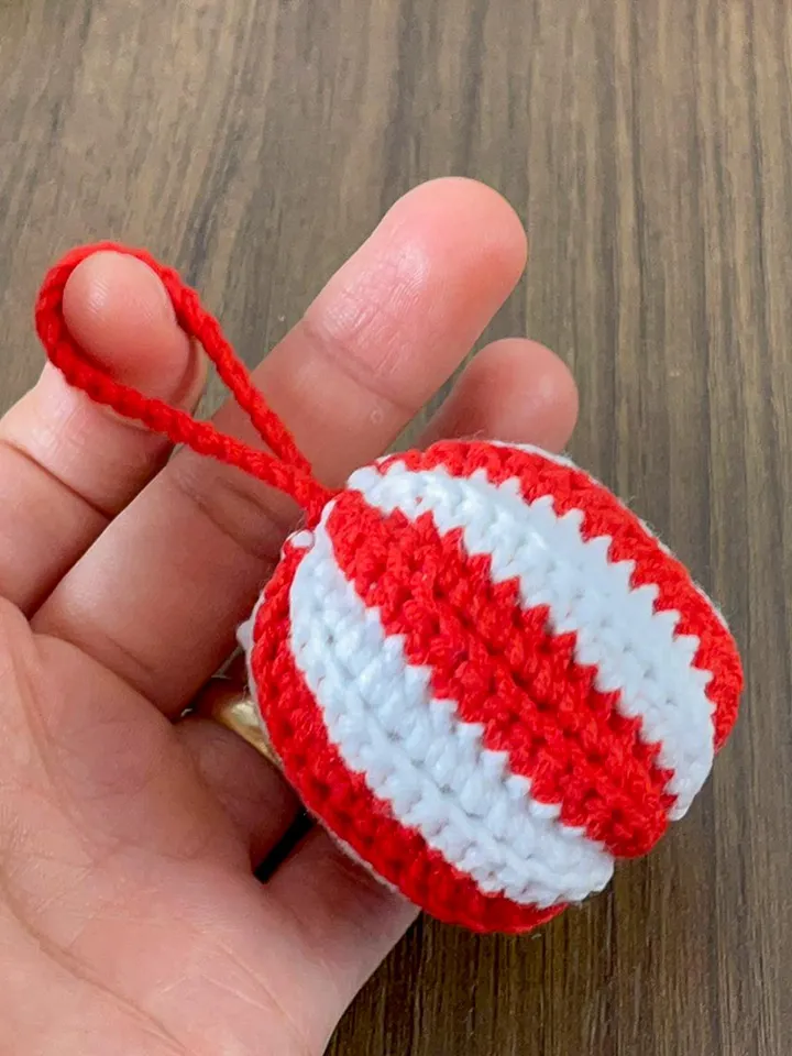 Crochet Christmas Ornament Ball Pattern PDF, Striped Holiday Bauble Tutorial, Easy DIY Christmas Decoration for Beginners