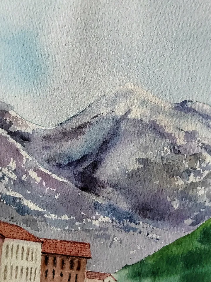 Original Watercolor Painting Montenegro Landscape Art Old Budva Artwork Coast of Montenegro Picture 30x40 cm by SoftWaves