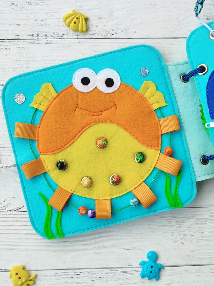 Sea Animals Quiet book pattern PDF & Tutorial, Felt book pattern svg, DYI Quiet book ideas, Sensory toys, Pdf felt sewing pattern toddler