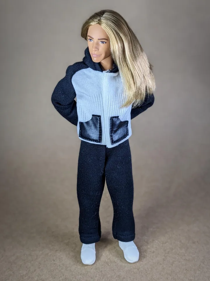 Black & White sport suites for 12-inch fashion male dolls