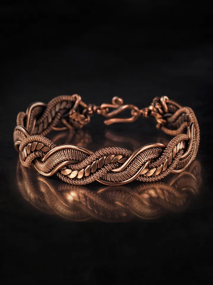 Woven copper wire bracelet Antique style handcrafted copper jewelry Unique gift