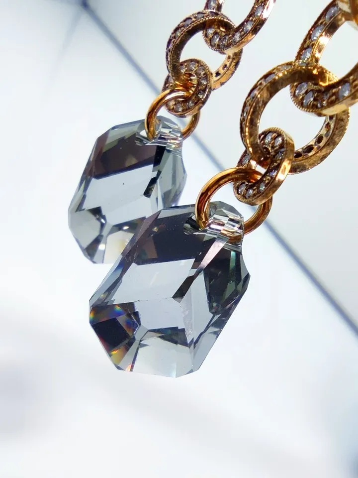 Earrings with Swarovski crystals. Disassemblable silver\gold\zircons