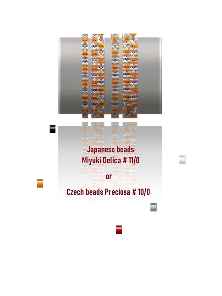 Loom - Square Stitch Bead Patterns Cuff Bracelet, Beading Patterns, Bead loom patterns, Miyuki Delicas - Preciosa, Instant Download