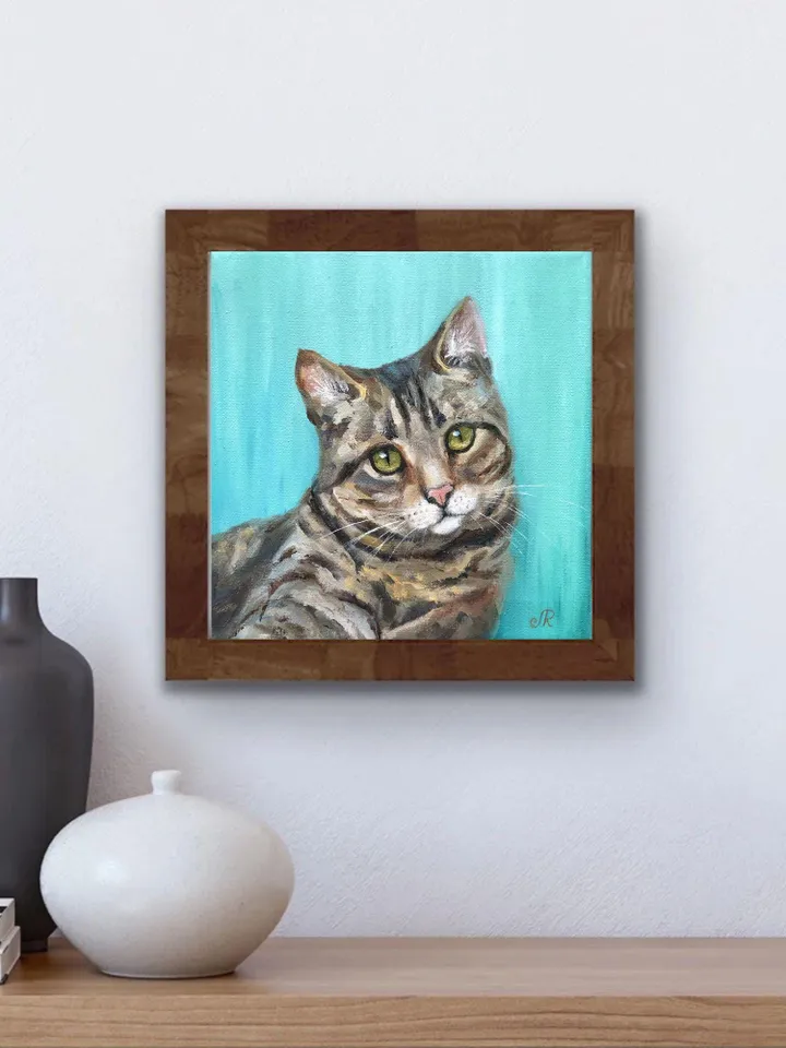 Cats Oil Painting Original Cat Portrait Animal Wall Art Pet Portrait