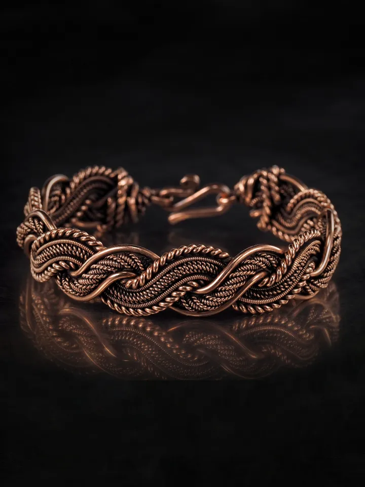 Copper wire wrapped bracelet for woman 7th Anniversary gift Small size bracelet