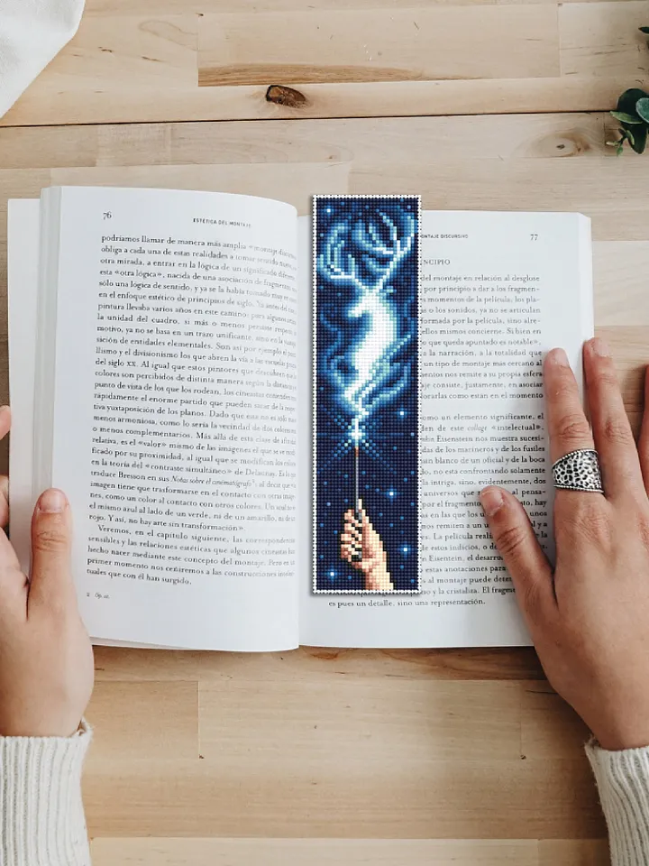 Magic bookmark cross stitch pattern download PDF Handmade bookmark digital PDF Fantasy deer cross stitch chart, Magic wand Wizard world #B80