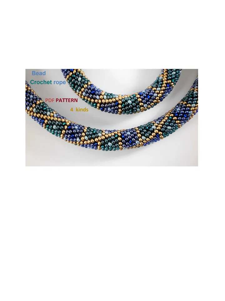 Bead Crochet Necklace Bracelet patterns, Rope bead crochet, pattern seed beads, DIY, bead jewelery, Instant Download, PDF patterns