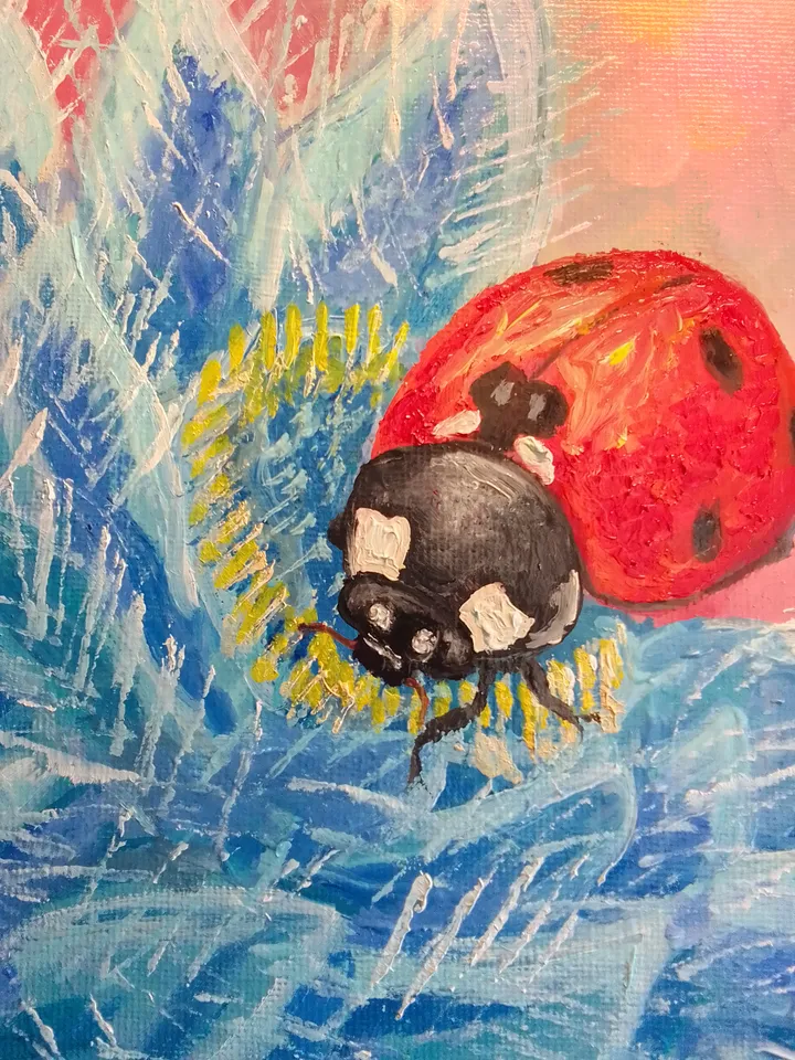 Painting flowers with a Ladybug