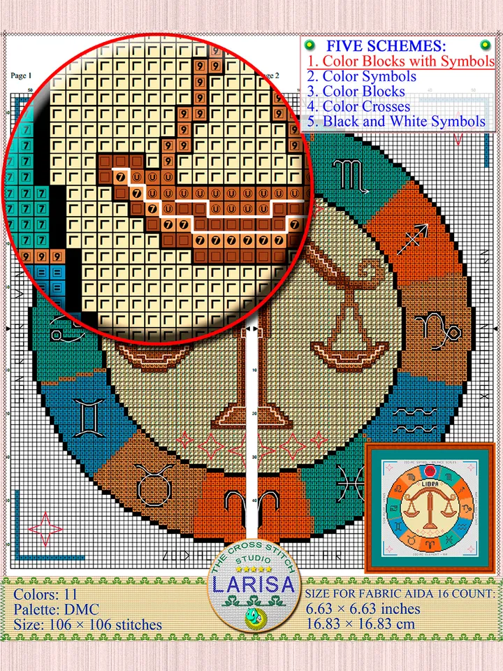 Libra Cross Stitch Pattern | Libra Zodiac Sign