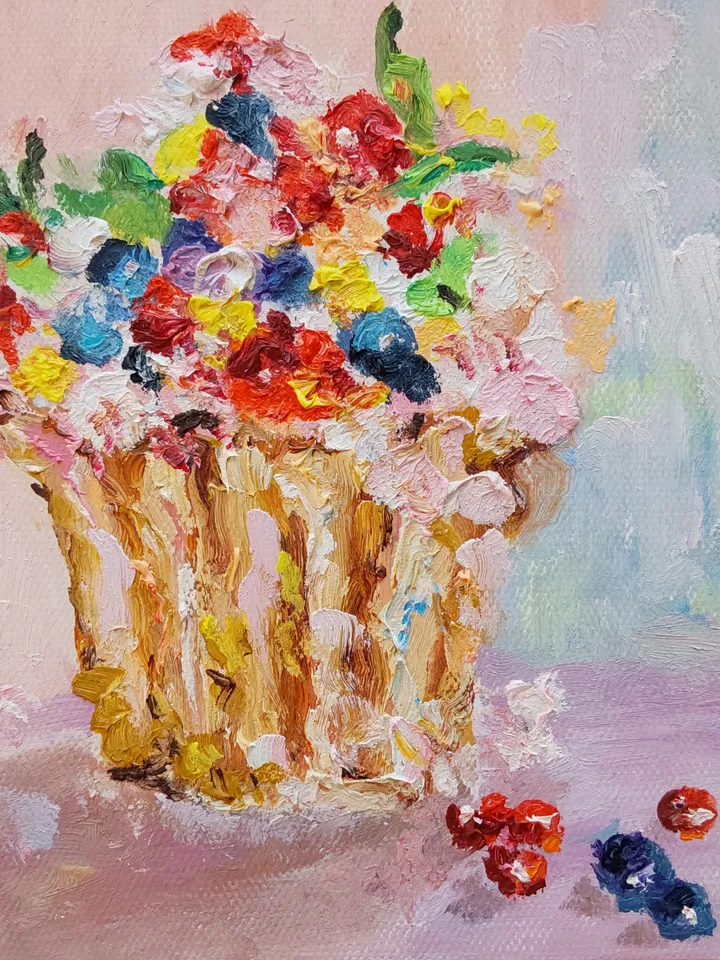 Oil painting on canvas 20x20cm (8x8inch) "Cupcake"