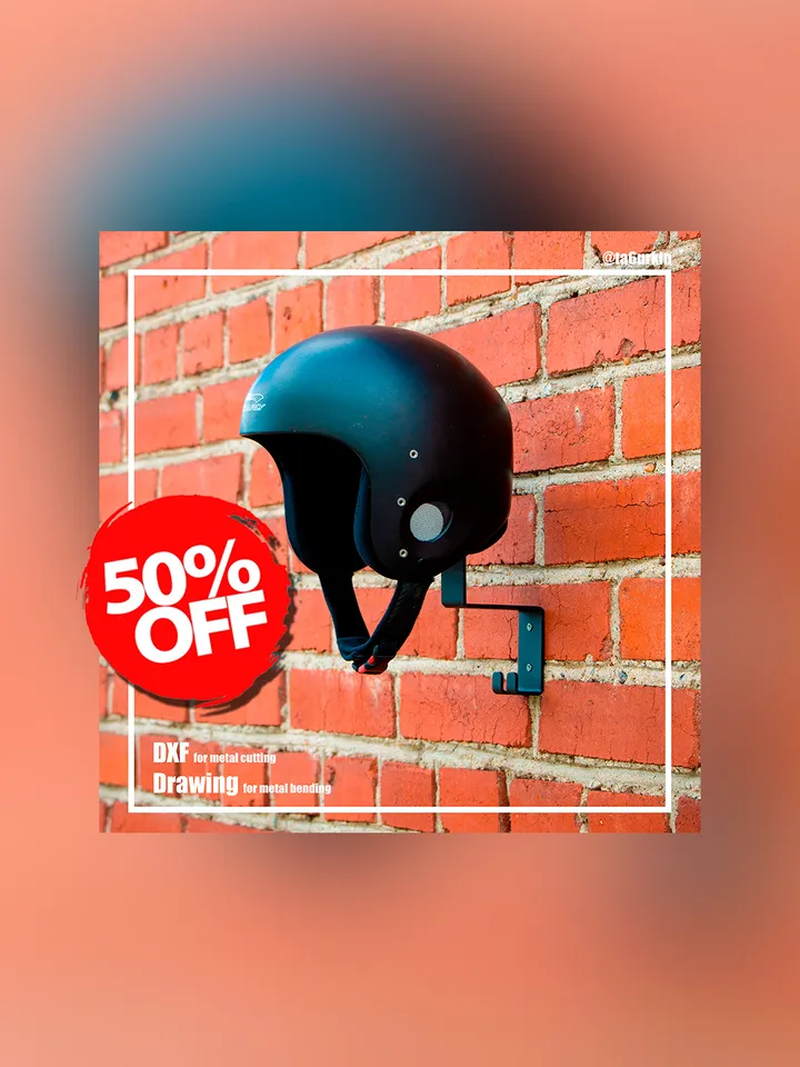 Sheet Metal Plans Drawings Helmet Holder 1 (DXF, PDF)