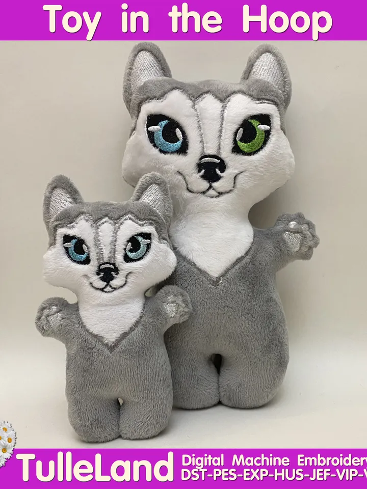 ITH Dog Hasky toy soft stuffed in the Hoop Digital Design for Machine Embroidery