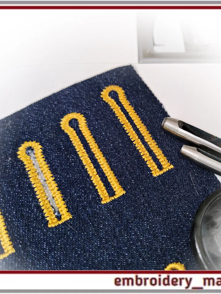 Sewing set - Button loop for outerwear and eyelets machine embroidery design