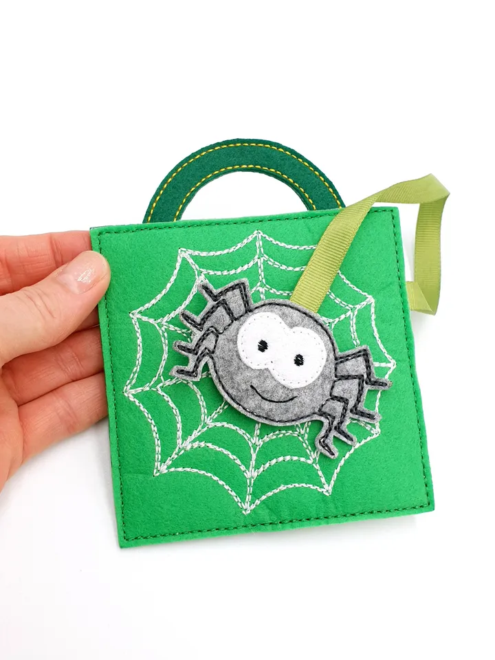 Spider Quiet Book Page ITH Embroidery Design, Velcro Web Felt Activity Page, Fine Motor Toy Pattern, 4x4 Hoop Download