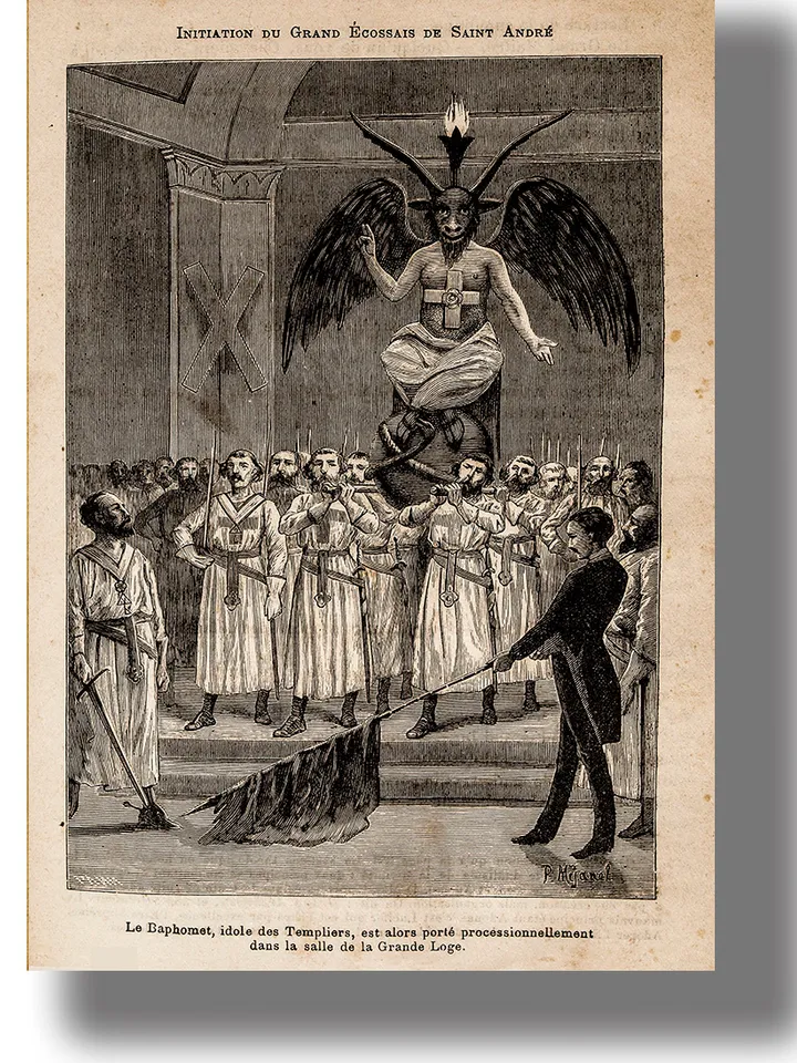 Baphomet, the idol of the Templars, is present at the initiation of Freemasons.