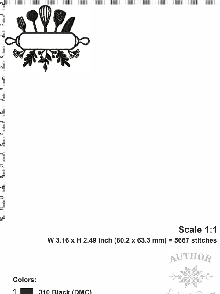 Kitchen utensils split frame machine embroidery design 3 sizes, Baking tools embroidery pattern, Cooking embroidery files, Apron design #R5