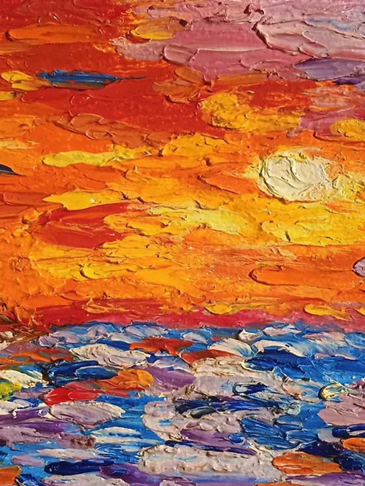 Abstract oil painting bright painting sea mood oil texture 15x20 cm