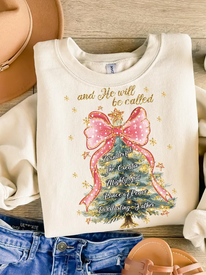 And He Will be Called, Oh Come Let Us Adore Him Png, Hand Drawn Christmas Tree Png, Christian Christmas, Jesus Cross Bow, Watercolor