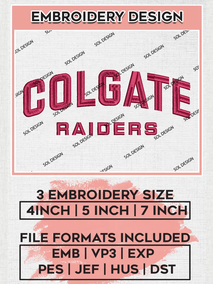 NCAA Colgate Raiders College Team Writing Logo Embroidery Design Files, NCAA Colgate Raiders Machine Embroidery, NCAA Teams, 3 sizes, NCAA Machine embroidery designs, Digital Download
