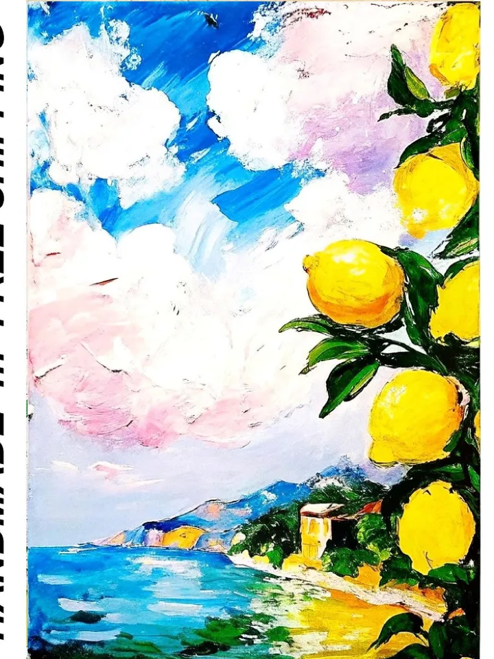 Lemon Tree Painting Courtyard Original Art Impasto Oil Painting Italian Landscape mall Art Unique Original Oil Painting Modern Art 7x5