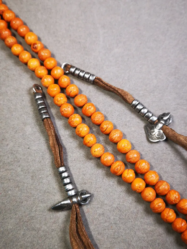 Gandhanra Handmade 5mm Tibetan Buddhist Prayer Bead Counters for 8-15mm Mala,with Kila and Kartika Pendant,Made of Cold Iron