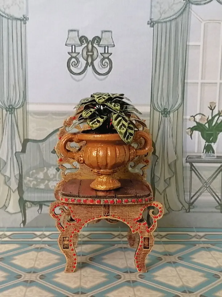 Flower in a pot. Dollhouse miniature.1:12 scale.