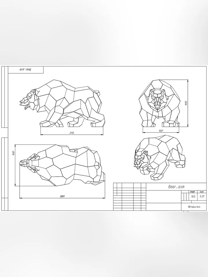 Welding Project Plans Drawings Bear (DXF, PDF)