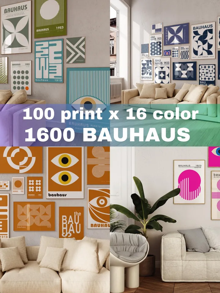 Bauhaus poster set of 4250+ premium printable wall art prints mid century modern minimalist abstract geometric bundle digital print download