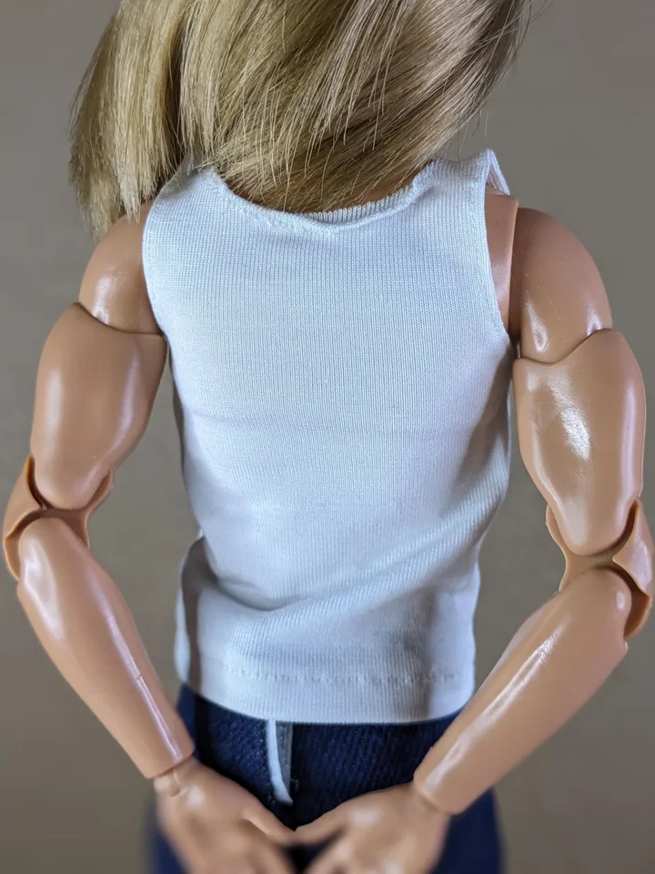 White tank top for 12-inch fashion male dolls
