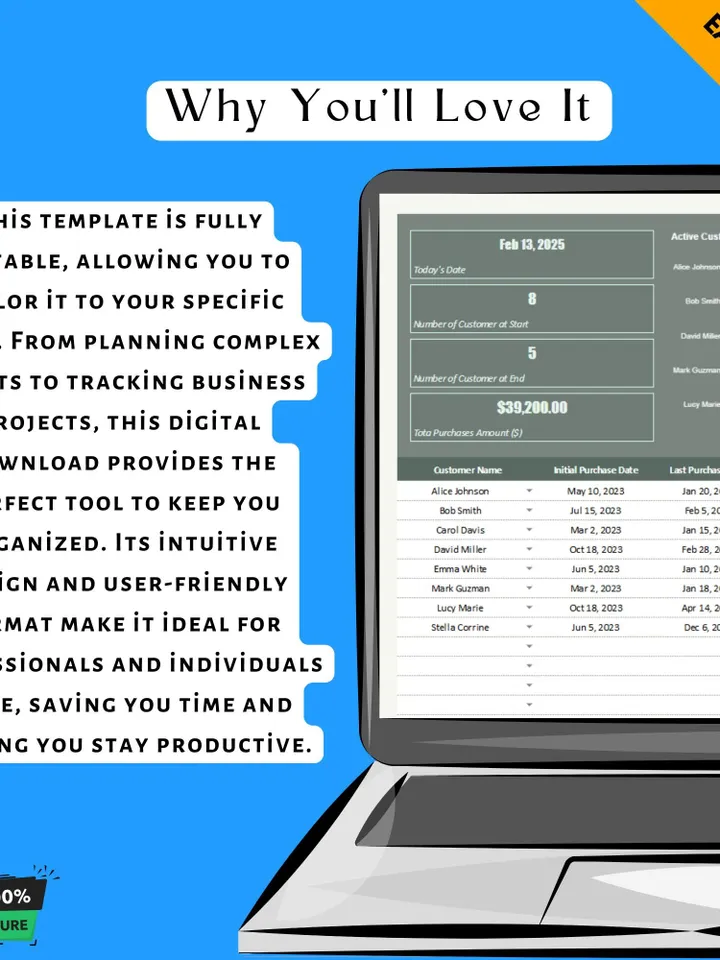 Post-Sale Customer Retention Tracker, Customer Loyalty Tracker Template, Retention Analysis Spreadsheet, Google Sheets