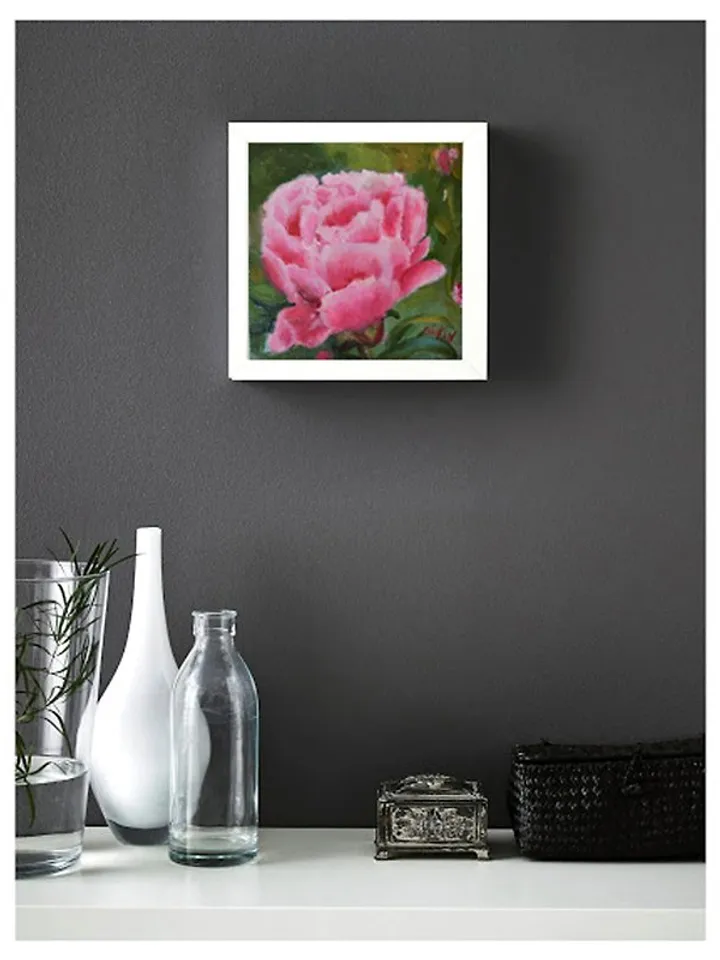 Peony Painting Floral Original Art 牡丹画 Flower Oil Painting Impasto Art