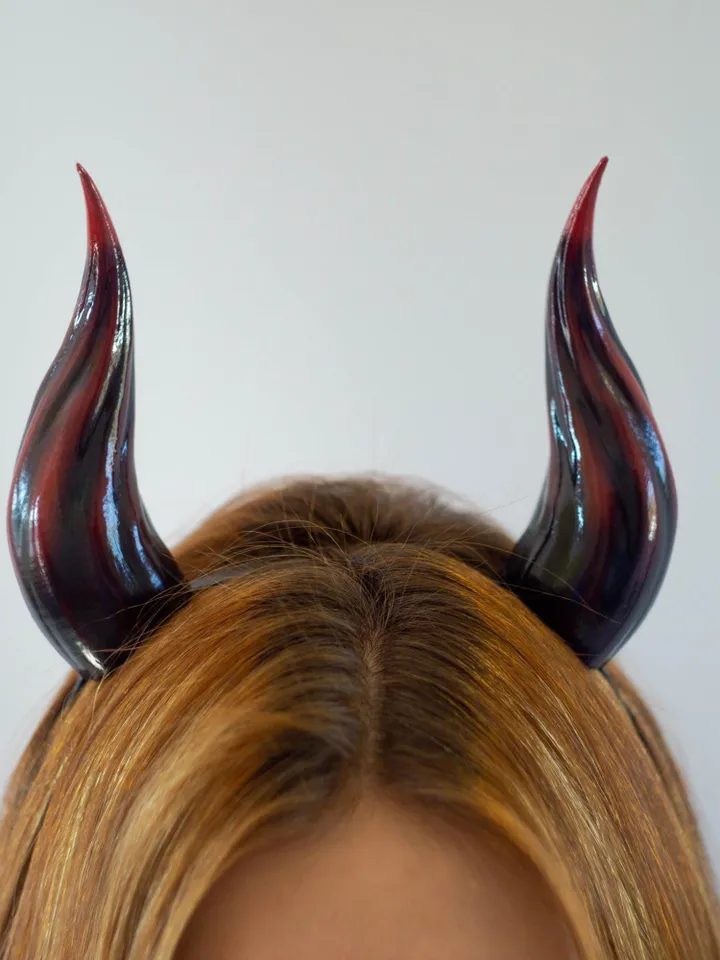 Small Devil Horns, Lightweight 3d Printed Headset Accessories, Realistic Fantasy Cosplay Red Demon Horns Headband for Halloween, Photoshoot