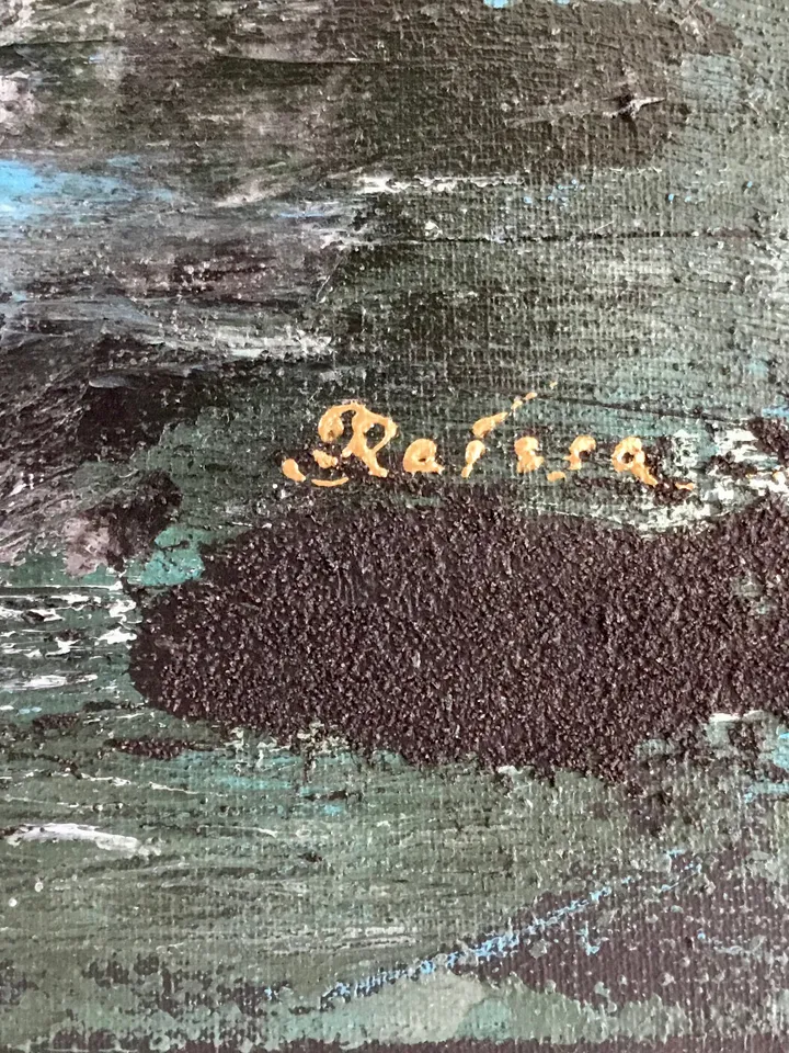 Abstract car painting,acrylic mix media painting,stretched canvas,textured background.
