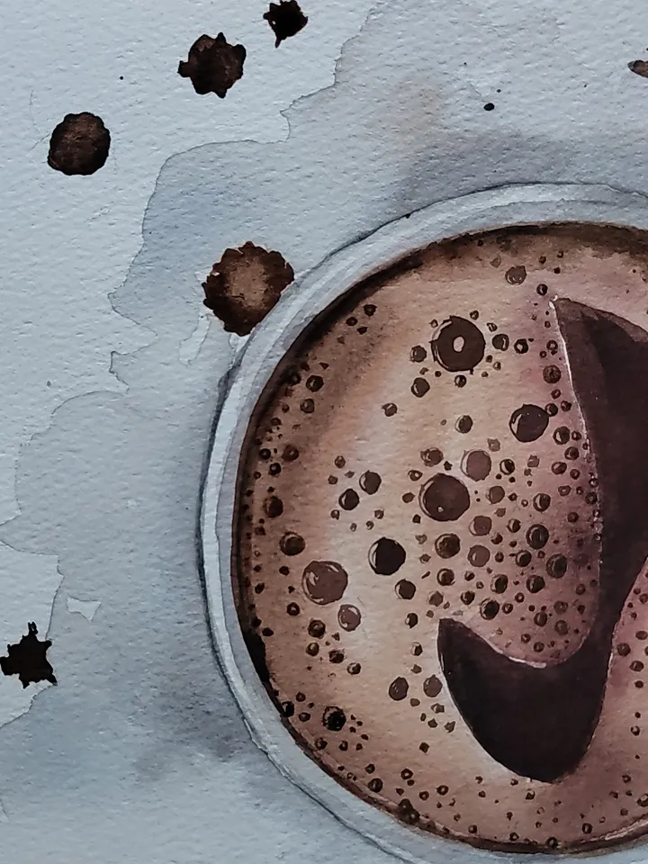 Black Coffee Cup Art Handmade Coffee Artwork Coffee Lover Gift Kitchen Decor Original Watercolor Painting Unique Wall Art 8,27x11,42 in