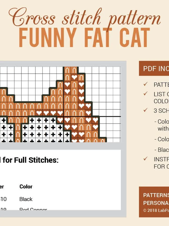 Funny Fat Pregnant Cat Cross stitch pattern Animal Joke Humor Embroidery Pattern Instant Download Cross Stitch Patterns Ebroidery Designs
