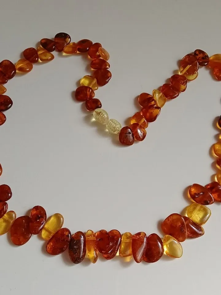 Amber Necklace Multicolor Natural Stone Baltic Amber Jewelry For Women Brown Yellow Beaded Necklace