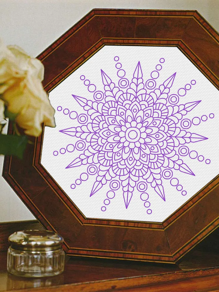 Blackwork mandala pattern PDF instant download Backstitch chart Mandala ornament for hand embroidery PDF, Mandala art, Snowflake #W41