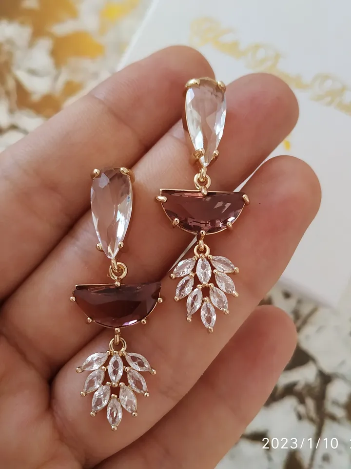 Art Deco Wedding Earrings, Floral Chandelier Statement Earrings, Burgundy Boho Bridal Earrings, Retro Style Gold Jewellery Swarovski Jewelry