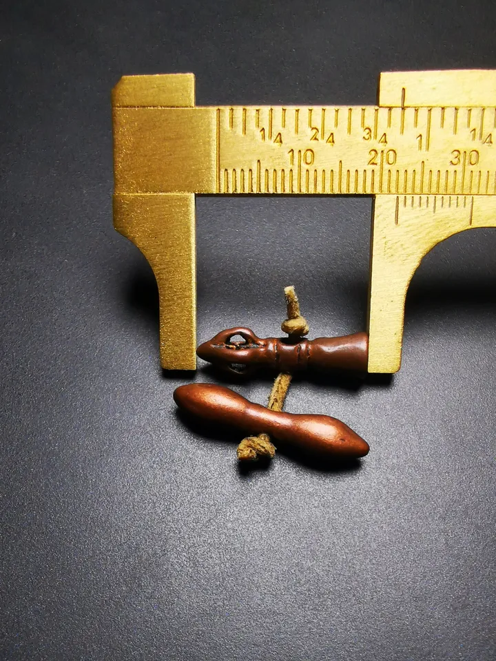 Gandhanra Antique Tibetan Amulet,Mini Vajra and Tibetan Bell Bead Pendant for Mala Prayer Beads, Trantic Buddhism Dharma,Made of Red Copper