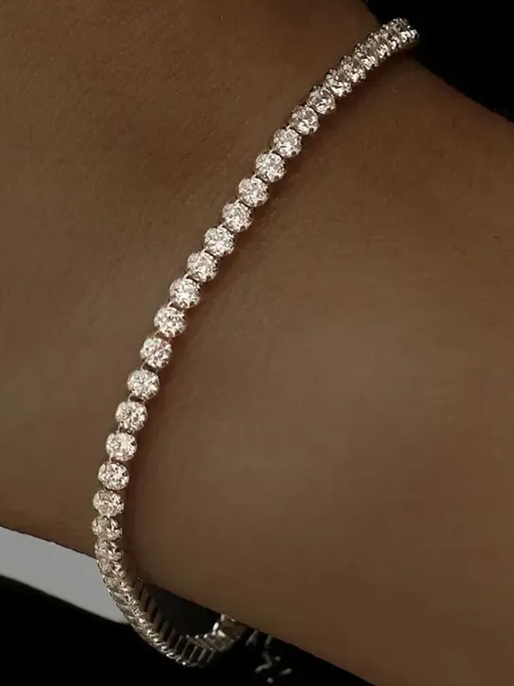 Bracelet for women's hand silver 925 tennis with cubic zirconia