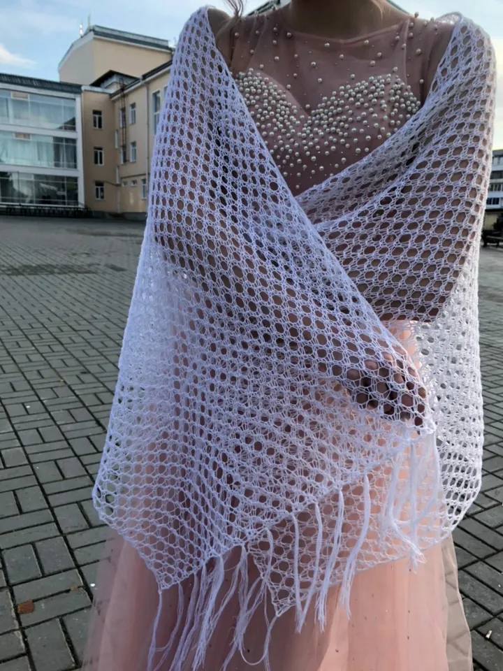 White bridal cape,wrap.Wedding cape for bride,Merino wool shawl for woman,Hand knit scarf,21st birthday gift for her