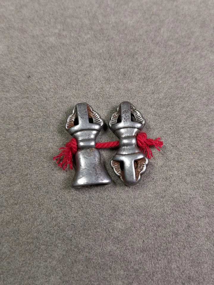 Gandhanra Handmade Tibetan Amulet Pendant,Mini Vajra and Dorje Bell, Mala Marker Bead Accessories, Made of Cold Iron